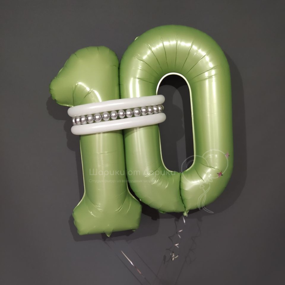 картинка Цифра 102см двойная Эвкалипт #10 с кольцом от студии "Ларика" Иркутск