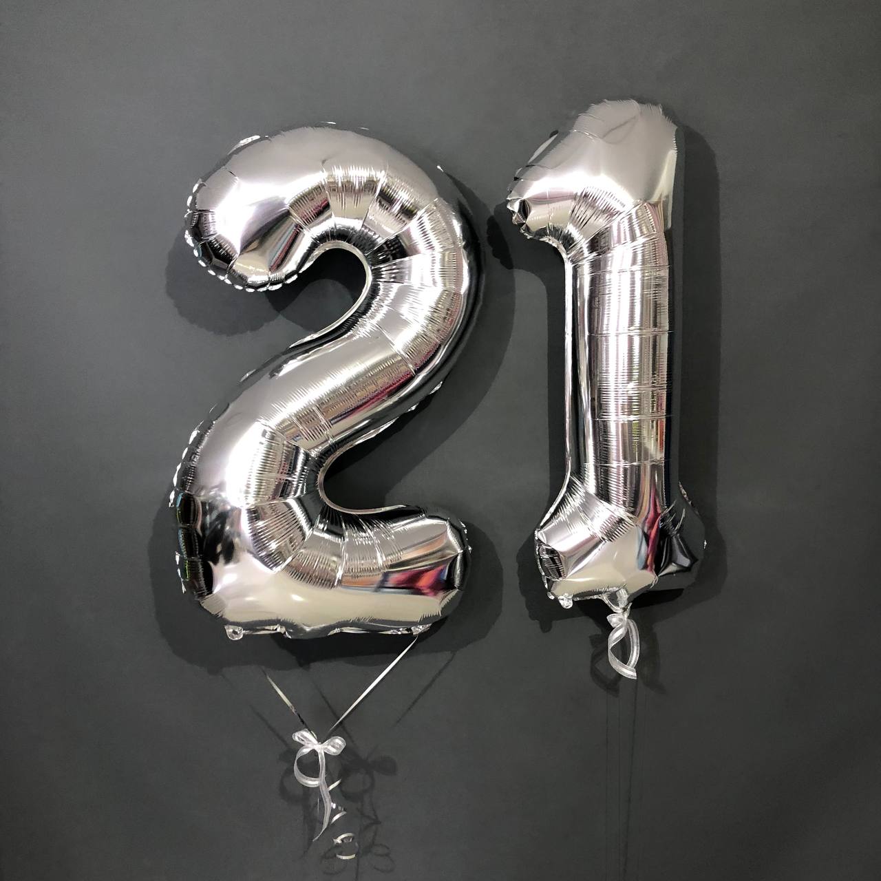картинка Цифра 102см двойная Серебро #21 с гелием 2шт от студии "Ларика" Иркутск
